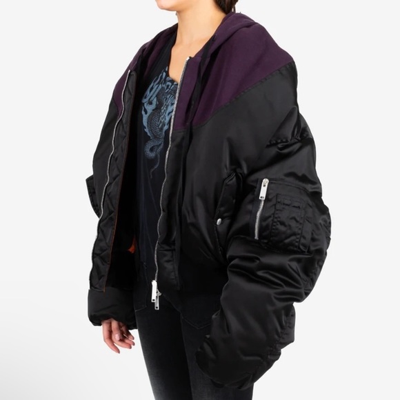 UNRAVEL NYLON HYBRID ZIP HOODY BOMBER - Picture 2 of 15